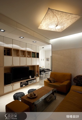 收納、電視牆、挑高、客廳設計