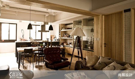 Loft、自然、文化石、梧桐木