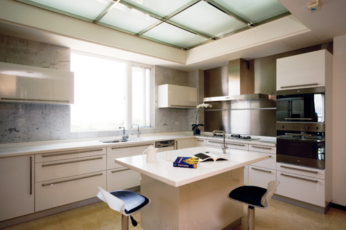 廚房為煮菜的地方，當然少不了水(水槽)與火(爐灶)，換