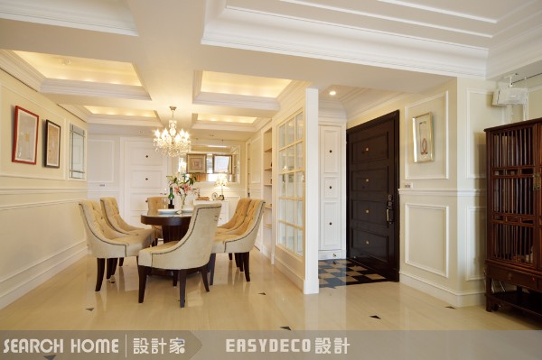 美式風;玄關;壁爐