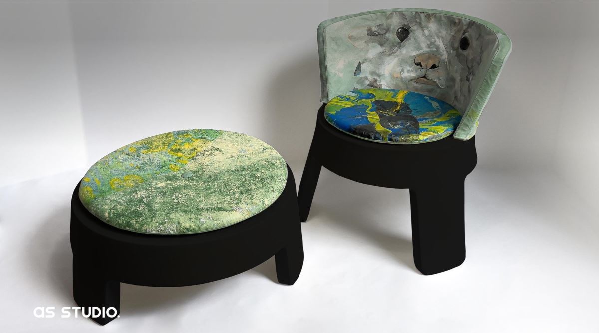 蔣友柏作品《溪水旁》。他在設計與藝術創作上,展現東西方文化融合的當代新文人藝術風格,30歲時即在商業設計上獲得傑出成就與多項國際獎項,藝術天賦與涵養更在平面繪畫、裝置雕塑、多媒體藝術與潮流藝術等多方面展現其創造力。作品從繪畫、服飾配件到手工鞋履無一不包,展現藝術家對時尚經典持續不斷的喜好。圖片提供_蔚龍藝術。