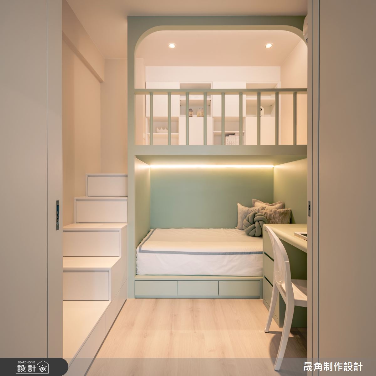 65坪新成屋(5年以下)_混搭風樓梯兒童房兒童房案例圖片_晟角制作設計有限公司_晟角_荳蔻之12－設計家 Searchome