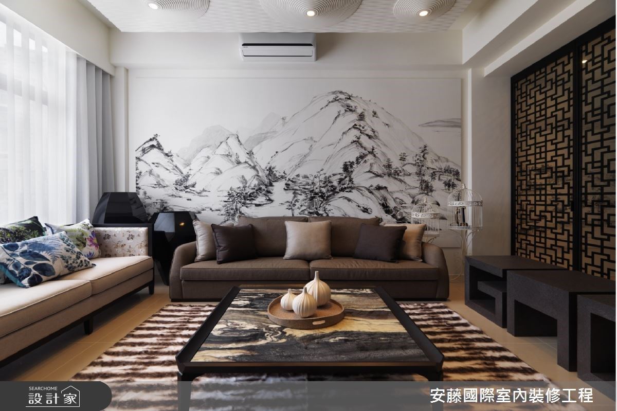 背山面水的透天別墅,引名畫入室讓新中式宅綿延滿室禪意氣息-設計家 Searchome
