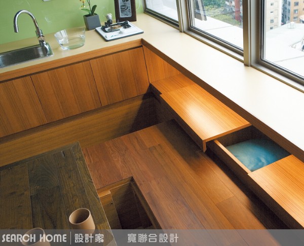 複合運用之一-上掀式＋抽屜式
若是架高地平的坪數較