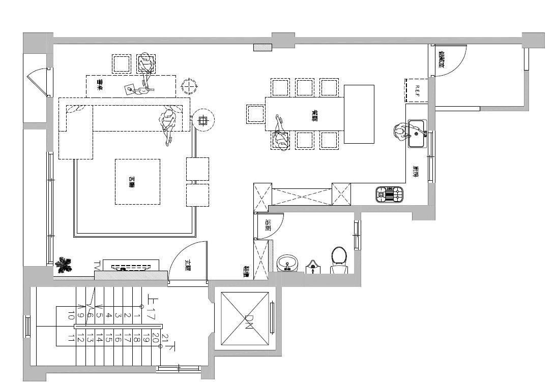 2楼公共区域平面图。平面图片提供 / 莳筑设计