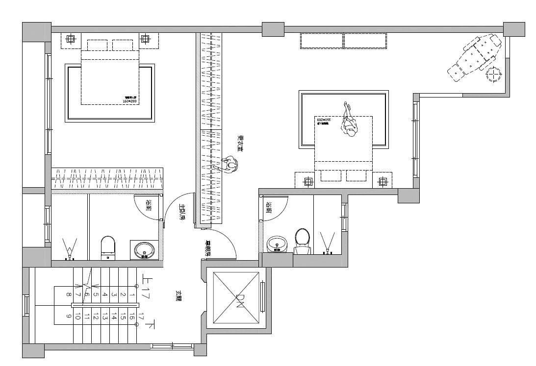 3楼主卧室与孝亲房平面图。平面图片提供 / 莳筑设计