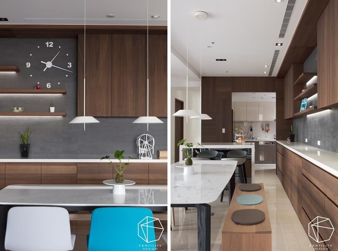 造型时钟衬托屋主品味与个性，成为餐厅的另一个视觉亮点。