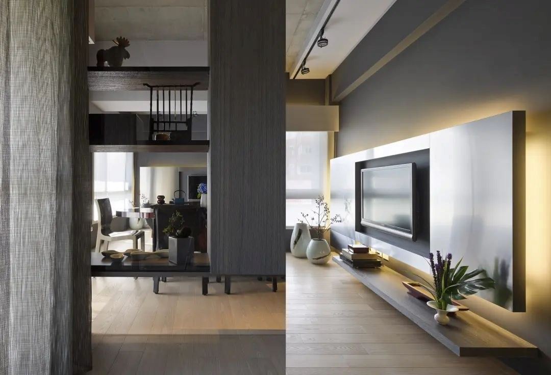 保留空间最原始的样貌，裸露清水模天花板，藉由家具界定空间，让空间互动更多元。