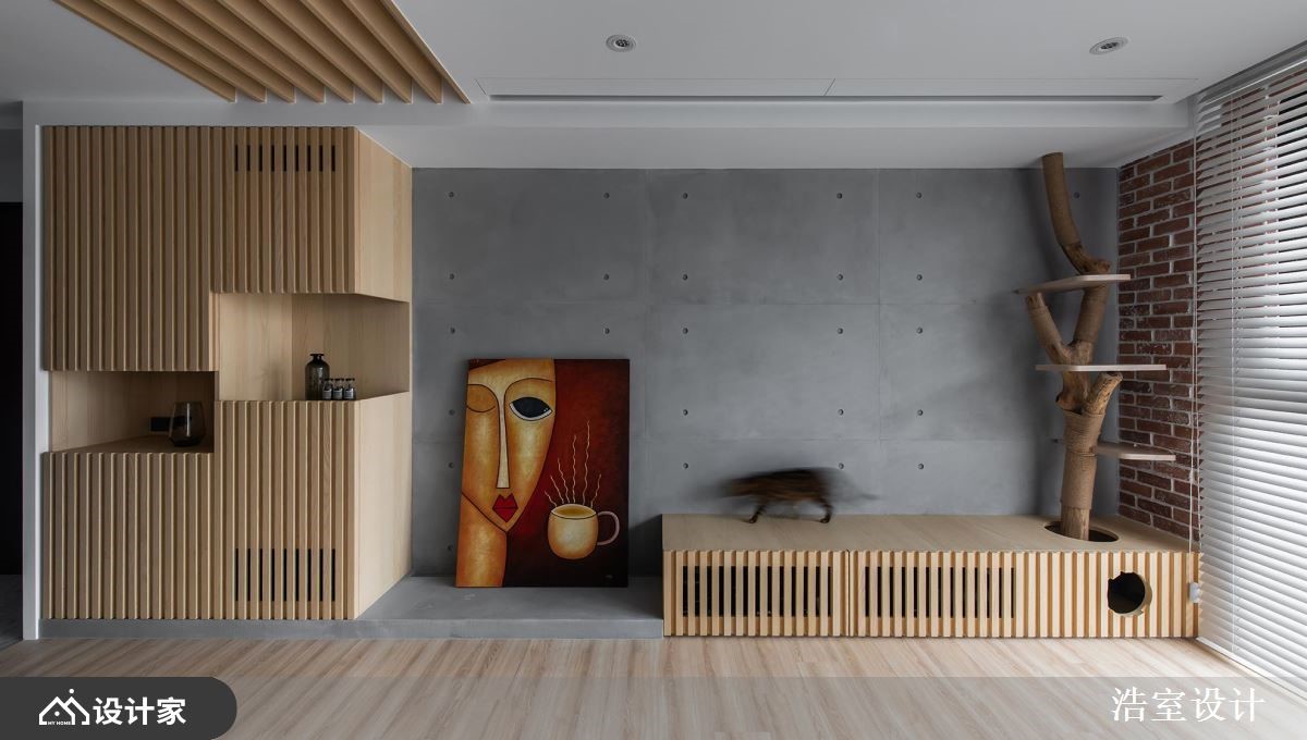 放鬆无压现代风，清水模、木皮共构宠物与人同享的友善之家